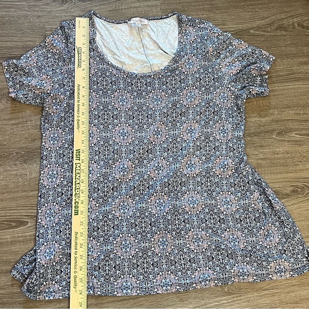 philosophy Women's Size 2X Blue Floral Short Sleeve Tunic Top - Picture 5 of 9